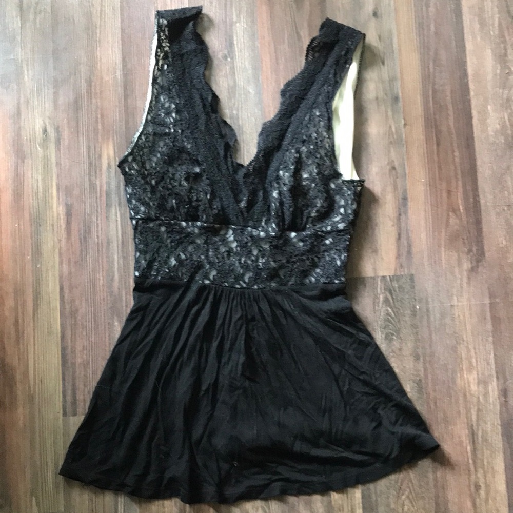 Deep v neck top with lace